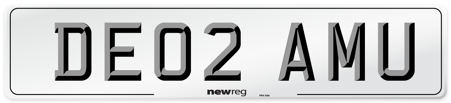DE02 AMU Number Plate from New Reg